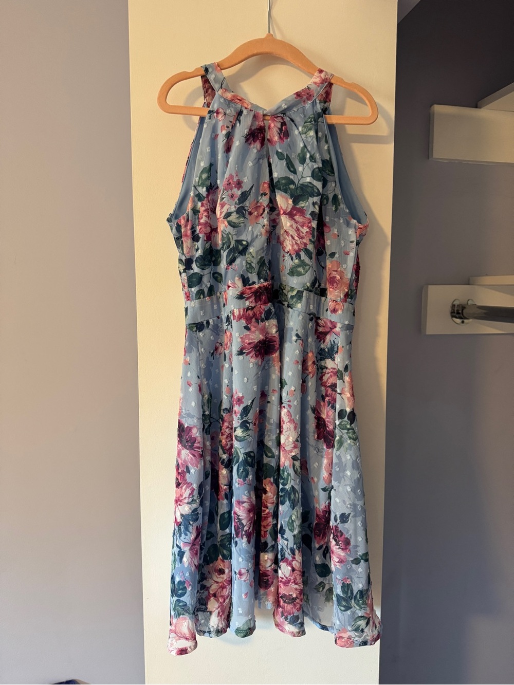 Light Blue Floral Halter Midi Dress from Nordstrom